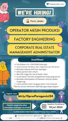 Lowongan PT Paragon Technology And Innovation (Wardah, Putri, Make over, Emina, Kahf, Labore, Biodef, Tavi, OMG, Wonderly, Beyondly dan Earth Love Life.) Lowongan PT Paragon Technology And Innovation (Wardah, Putri, Make over, Emina, Kahf, Labore, Biodef, Tavi, OMG, Wonderly, Beyondly dan Earth Love Life.)