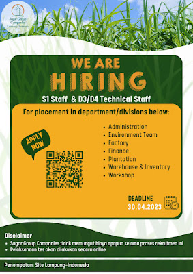 Loker PT Sugar Group Companies